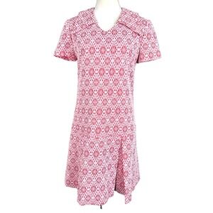 Vintage 60' 70' Mod Dagger Collar Handmade Scooter Dress Drop Waist Pleated